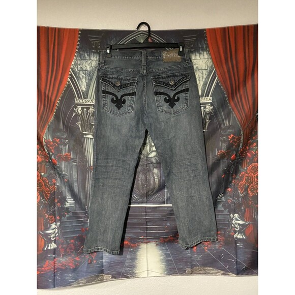 VTG Helix Jeans Embroidered Mens 34X30 Blue Relaxed Boot Y2K Denim Cross Pocket - Picture 2 of 7